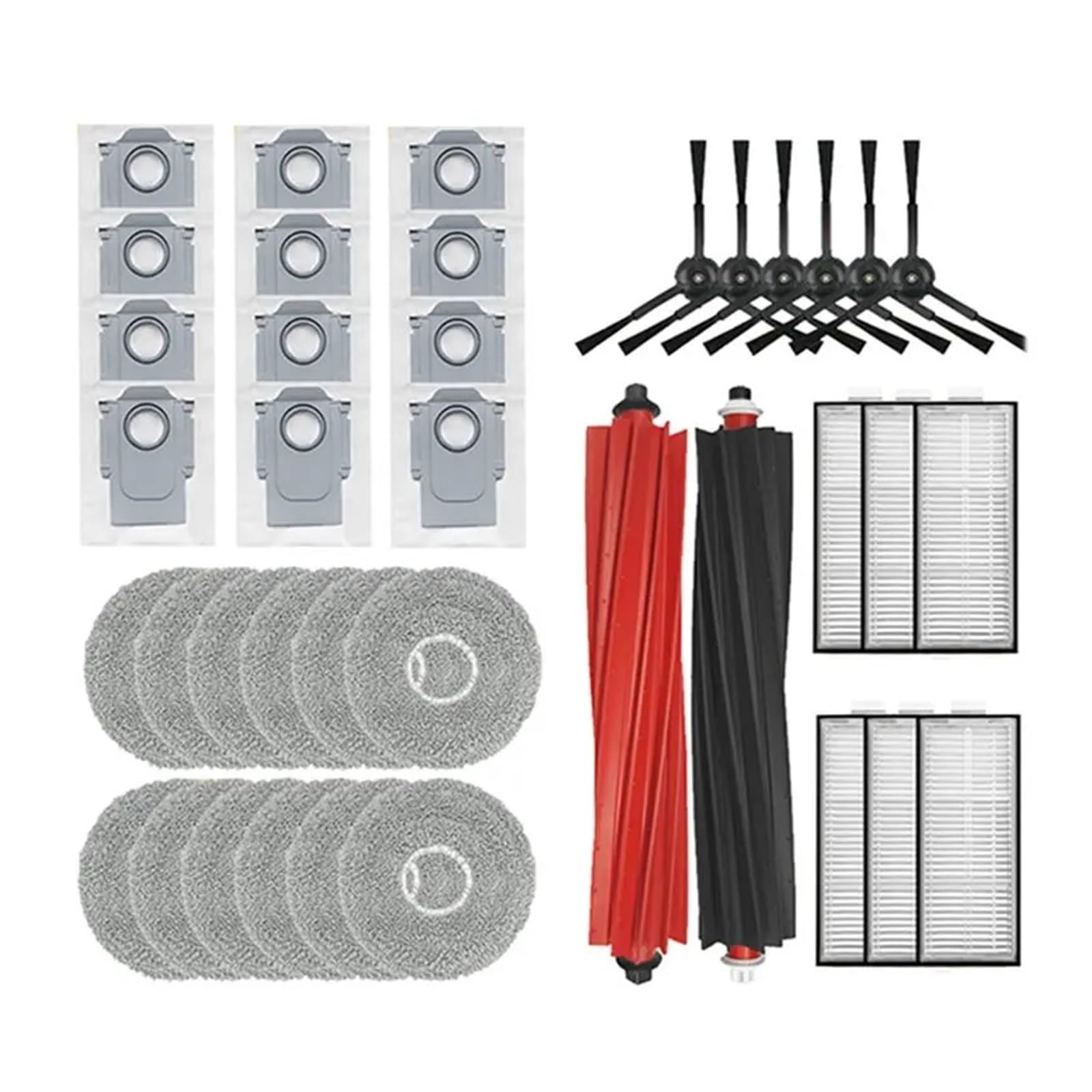 Kit Bolsa Fregona Filtro Cepillo Giratorio Compatible con Roborock