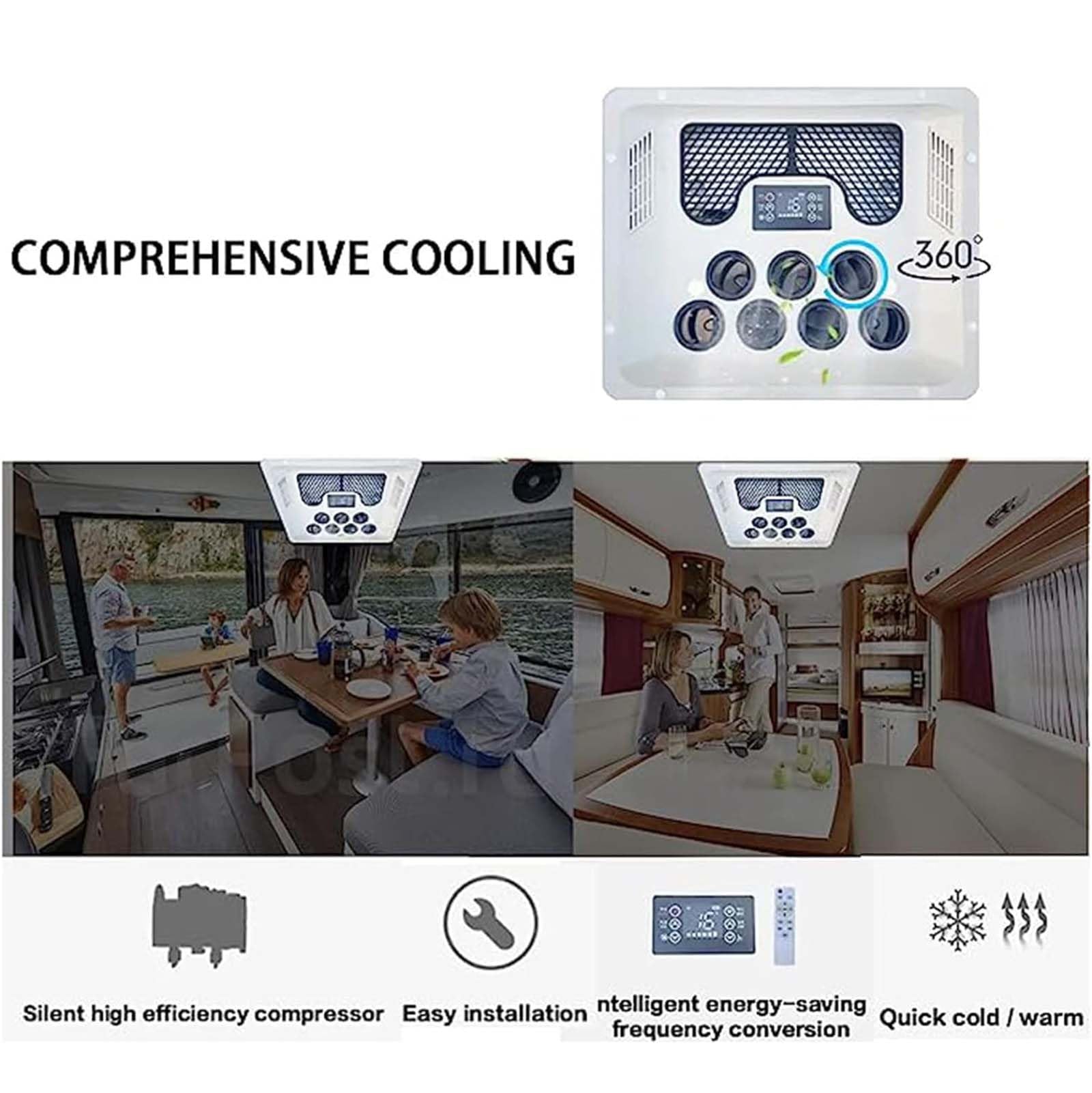 Condizionatore d'Aria per Camper Tetto 24V Raffreddamento Riscaldamento RV