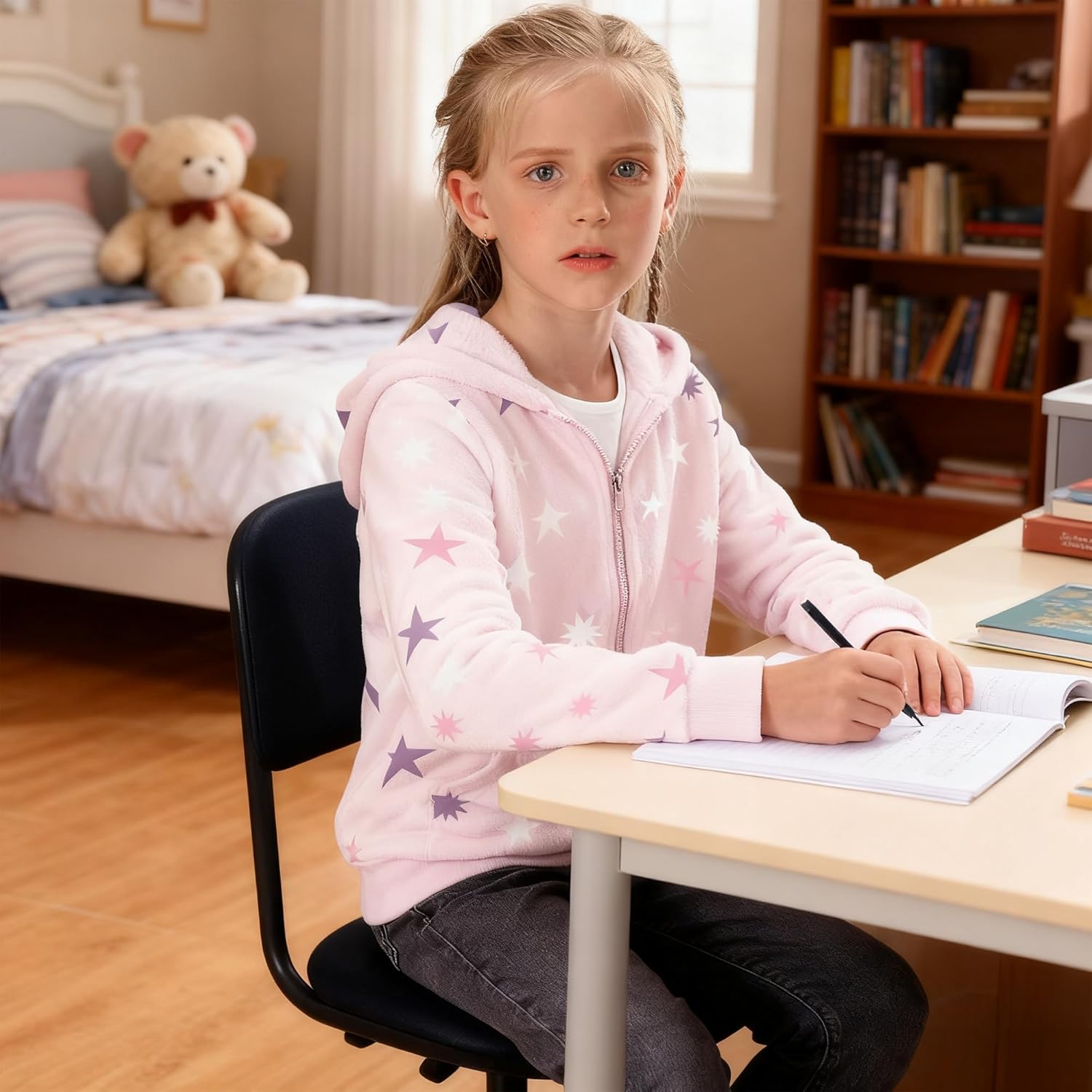 V.&GRIN Girl Zip up Hoodie Sweatshirt Soft Fuzzy Fleece Jacket with Pocket for Girls 5-16 Years - Image 2