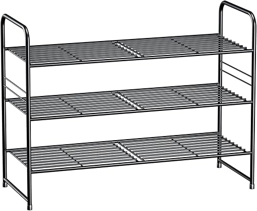 GEORIS Estante de almacenamiento para zapatos de 3 niveles organizador de zapatos apilable de 1620 pares para armario de entrada color negro