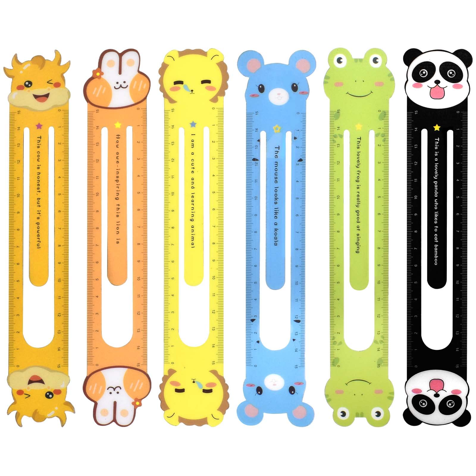 Zimoer 6er Set Flexible Tier Lineale 15cm - Biegsame Kinderlineale Mit Tiermotiven