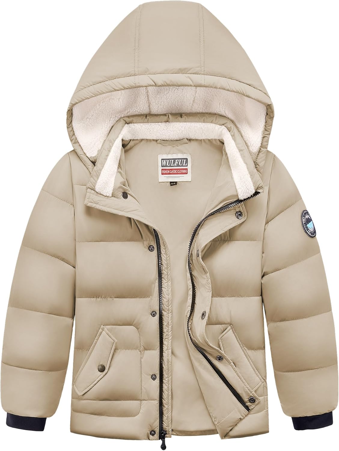 WULFUL Kids Boy's Winter Coat Detachable Hat Puffer Windbreaker Warm Cotton Jacket Parka Down Outdoor Coats