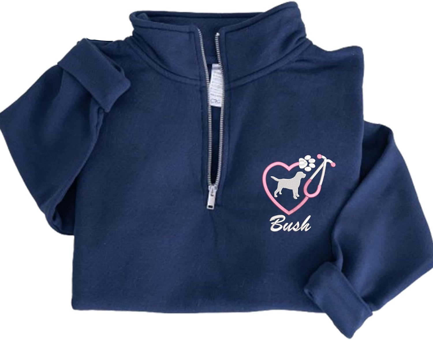 Personalized Quarter Zip Vet Sweatshirt, Custom Gift for Veterinarian, Vet Tech, LVT, DVM Graduation Gifts