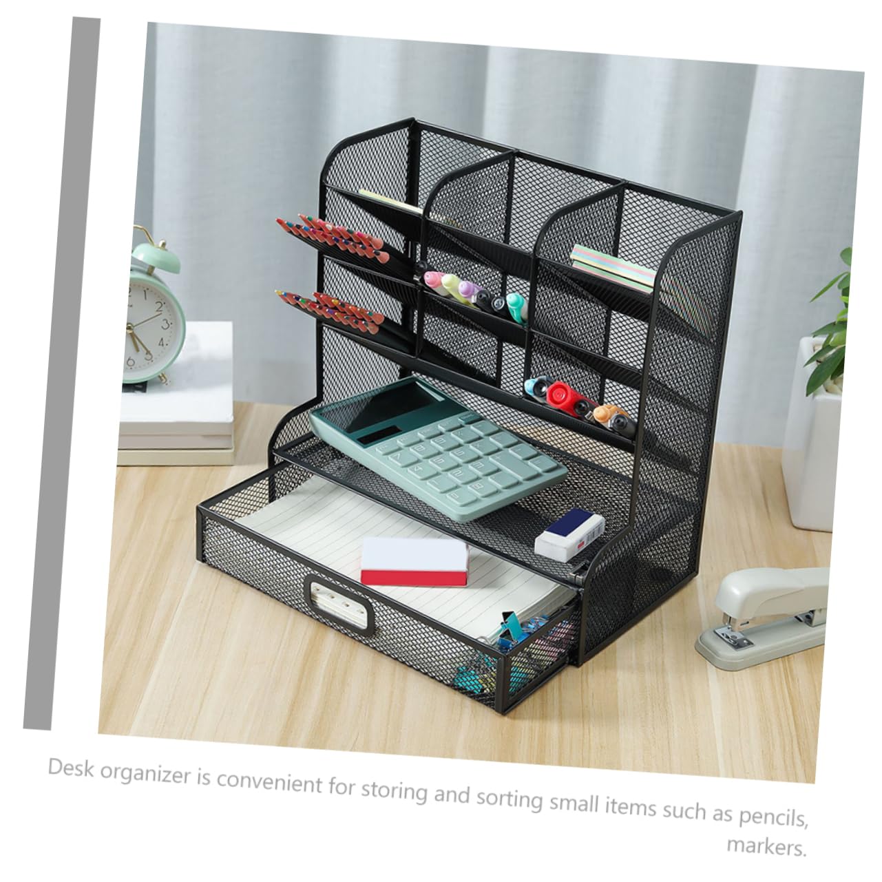 Gadpiparty Organizer per Articoli Artistici in Metallo Rete Design Portapenne da Scrivania Contenitore Portaoggetti Organizer per Matite e Penne