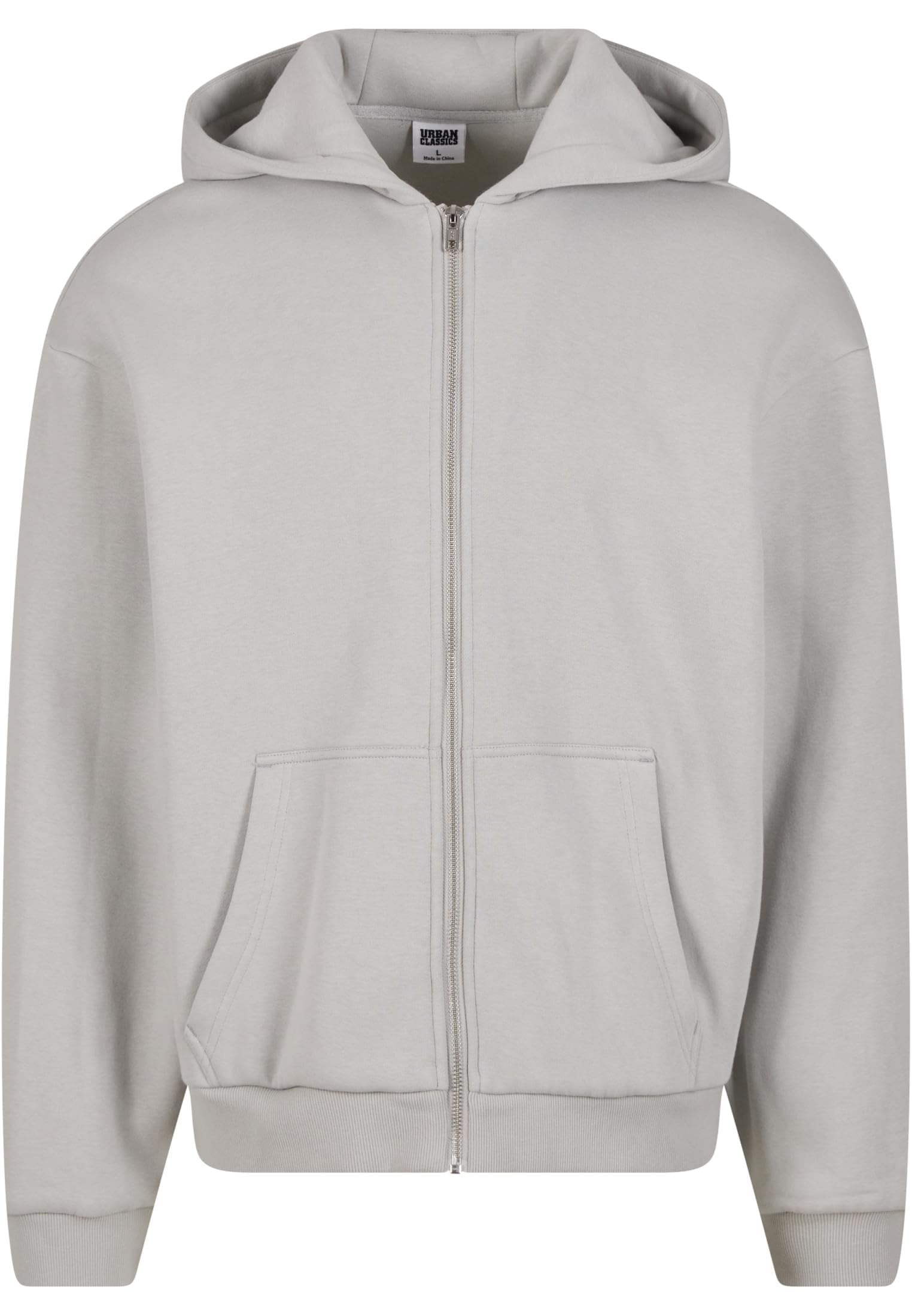 Urban Classics Męska bluza z kapturem Fluffy Zip Hoody, puszysta bluza z kapturem z zamkiem błyskawicznym, bluza z kapturem dla mężczyzn, oversize fit, Lightassphalt, L