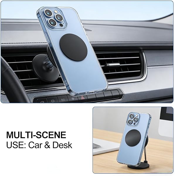 4 Pcs Sticker Metal Plates Replacement,Mount Metal Plate Kits with Adhesive,Metal Plate for Car Magnetic Phone Holder,Compatible with most cellphones(Round,Black) - 3