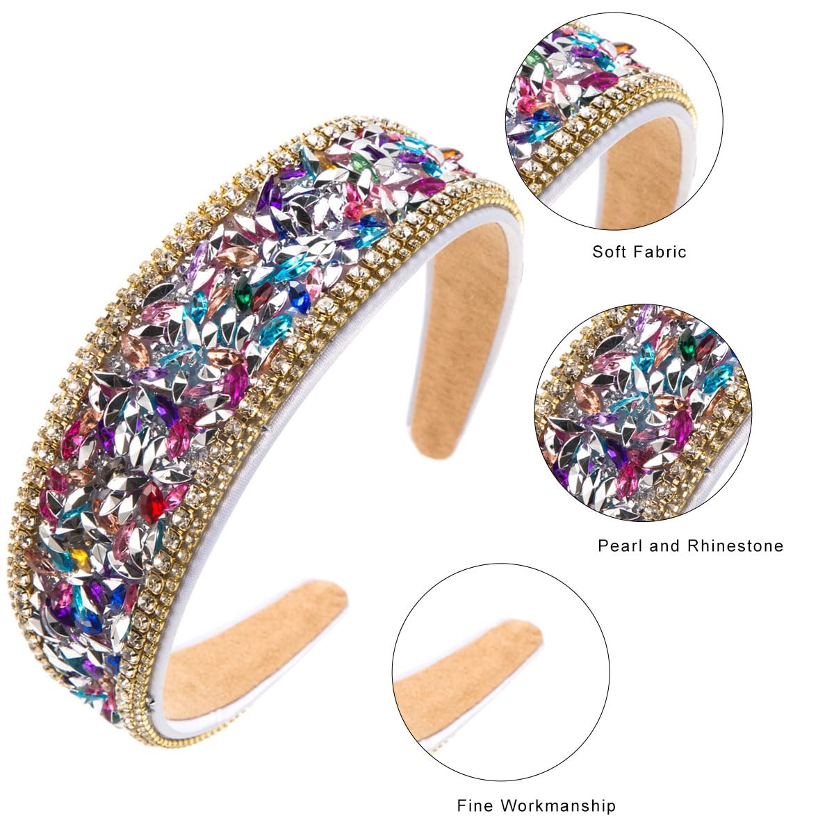 scicent Headband Fashion Rhinestone Head Bands for Women Crystal Bling Hair Band Fashion Non Slip Hair Hoops Padded Hair Accessories for Girls Ladies 25507 - Image 3