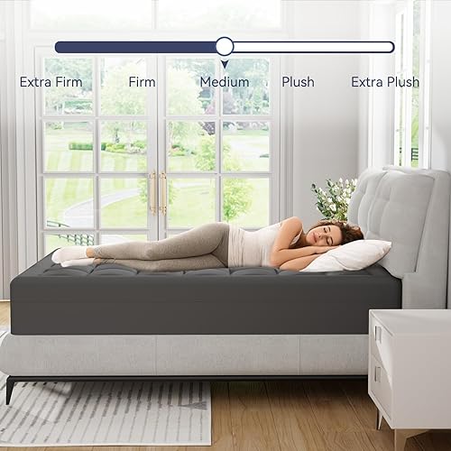 Miniatura 5 de ELEMUSE Cubrecolchón de espuma viscoelástica de doble capa de 4 pulgadas, tamaño matrimonial, de espuma viscoelástica de gel refrescante de 2