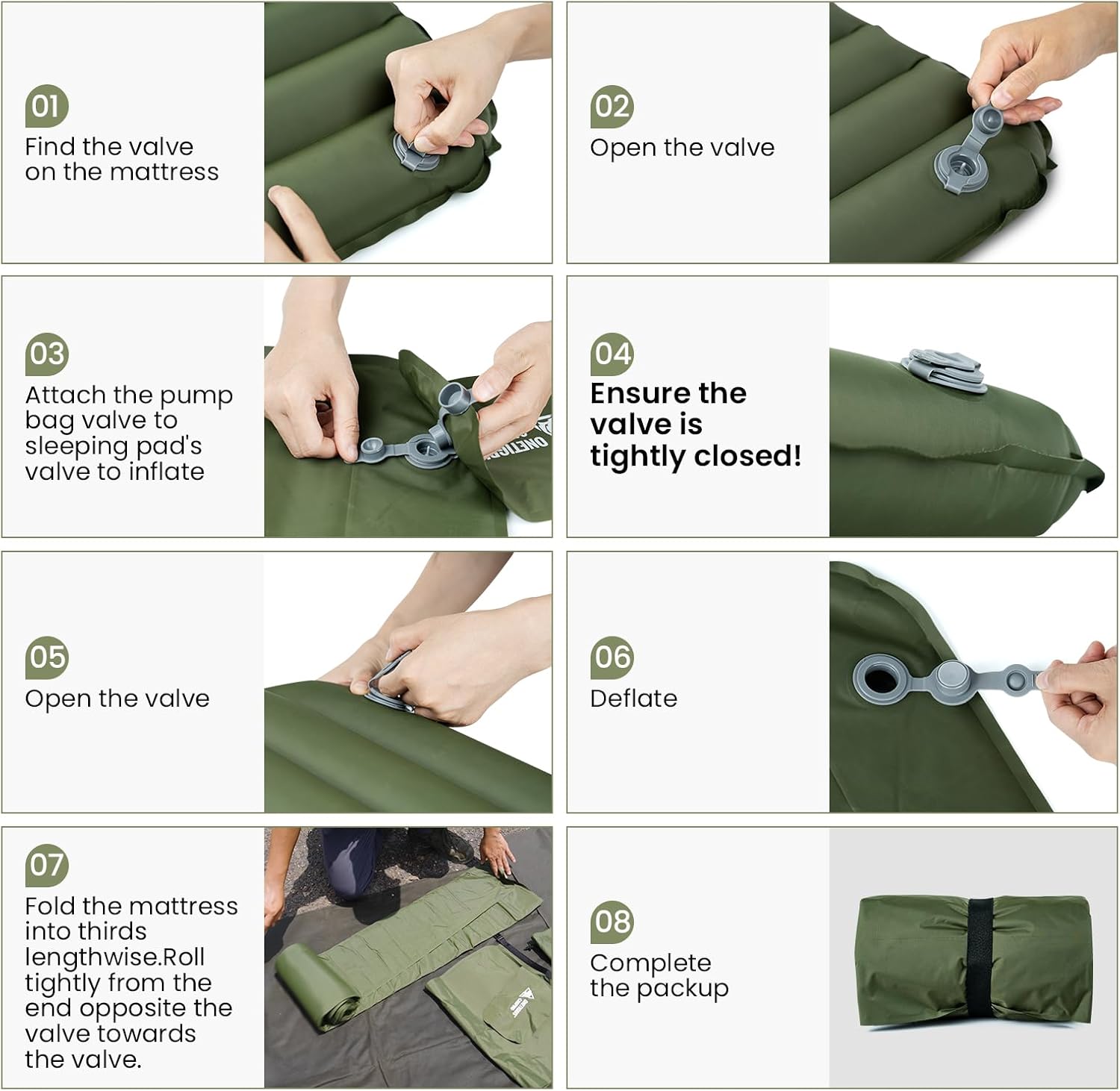 ONETIGRIS Camping Sleeping Pad, Jade Ultralight Camping Mattress 2.8 R-Value Inflatable Sleeping Pads Compact for Camping Backpacking Hiking Traveling Tent 28.3 Extra-Wide with Patch-up Kit - Image 8