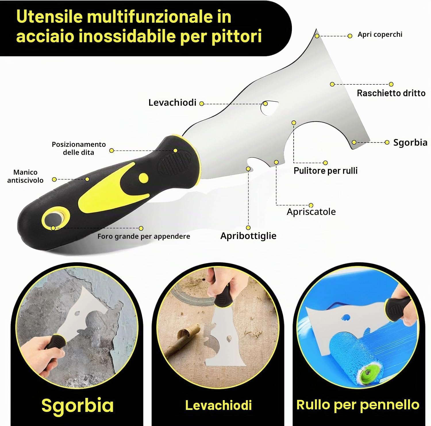 Set Di Coltelli Di Spatola per Stucco, Finitura Degli Strumenti per Cartongesso, Coltelli per Cartongesso per La Riparazione Del Muro(10 Pezzi)