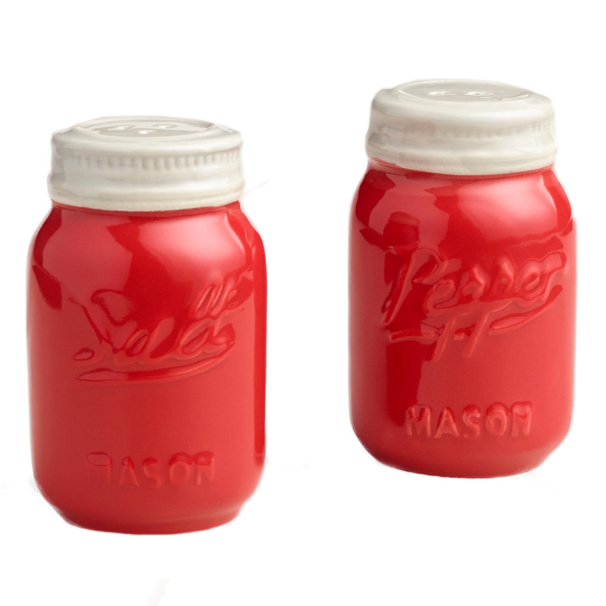 Red Ceramic Mason Jar Salt And Pepper Shaker Great Kitchen