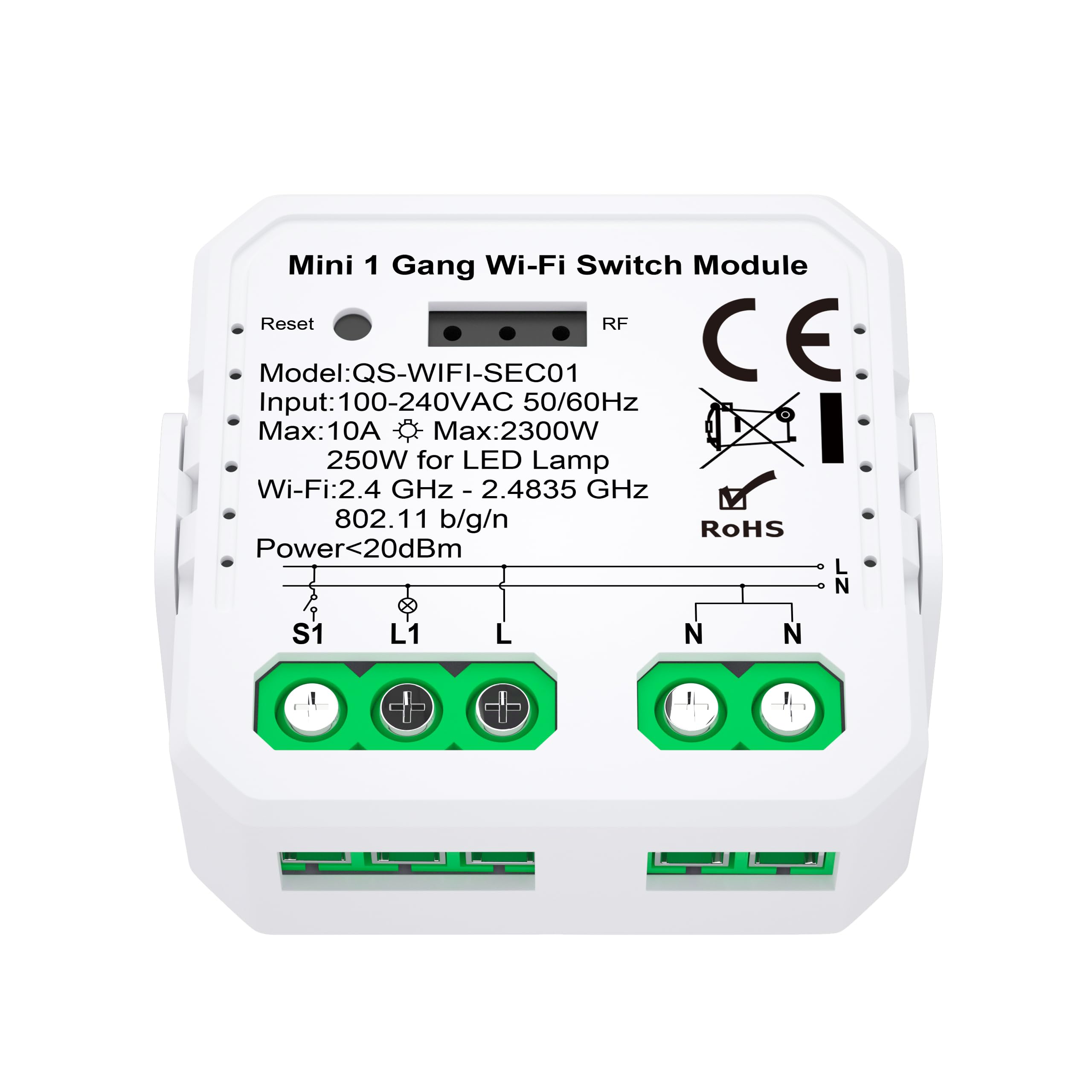 Przekaźnik sterownik światła WIFI Tuya/Smart Life jednokanałowy V3