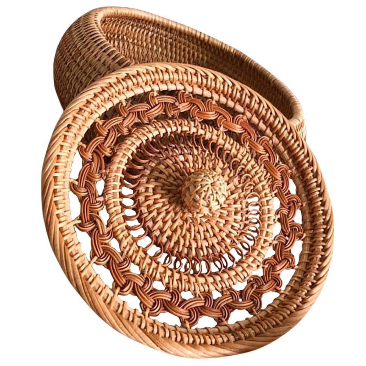 LALAFINA Scatola Porta Dolci Contenitore Robusto in Rattan Sintetico Intrecciato Coperchio come per Snack e Caramelle la Casa lo Studio