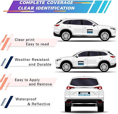 Miniatura 2 de Imán de conductor de entrega para automóvil, paquete de 3 letreros magnéticos para puerta de automóvil y parachoques, altamente reflectante,