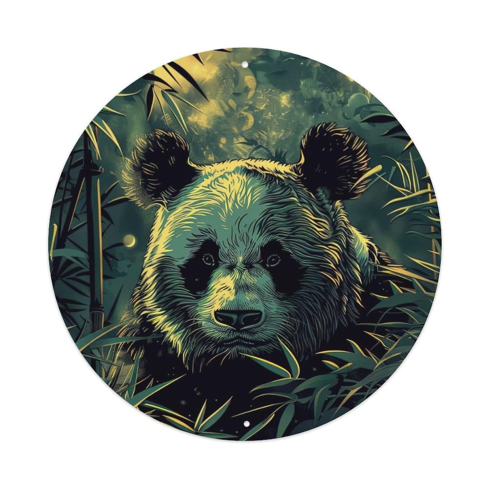 Animal Artwork Panda in Moonlight Vintage Metal Tin Sign Plaque Wall Decor for Cafe, Club Bar, Office, Garden Metal Poster 8x8Inch