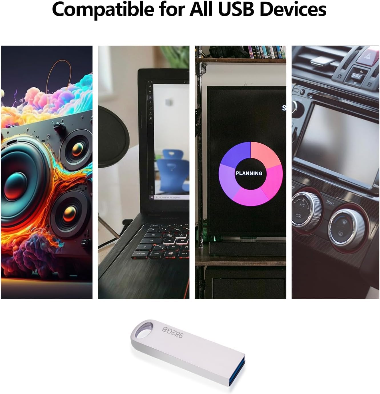 PenDrive USB 982GB In Metallo Con Portachiavi – Memoria Portatile USB 2.0 Per PC, Smart TV E Auto - 2