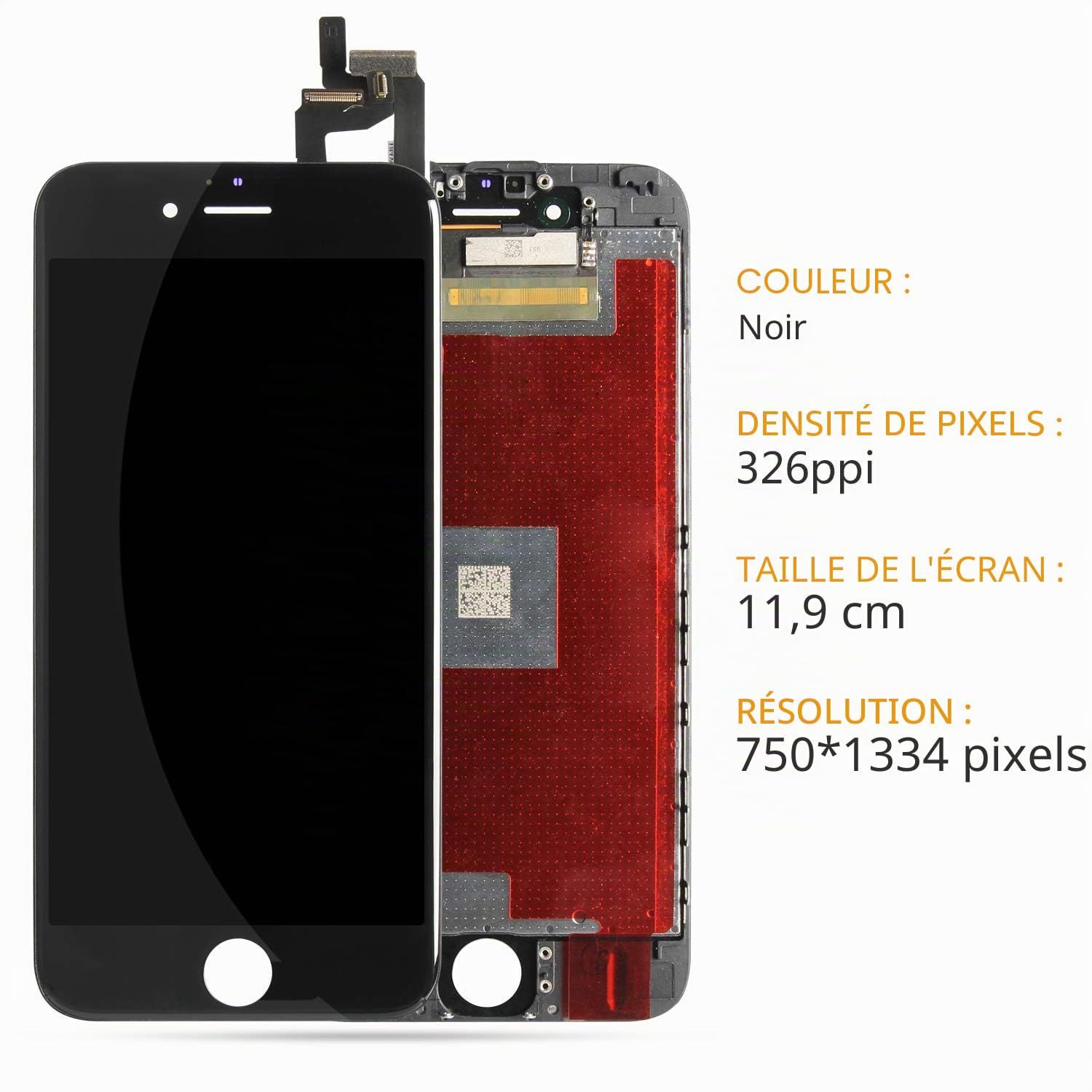Écran LCD pour iPhone 6S Écran de remplacement pour iPhone 6S Écran tactile LCD Digitizer (modèle : A1633 A1688 A1691 A1700) Assemblage avec kit d'outils de réparation (Noir)