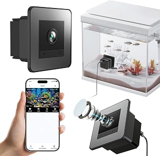 Aquarium Camera, 2K HD Glass Fish Tank Camera Two-Way Audio Night Vision Window Security Monitoring for Fish Reptiles Pet