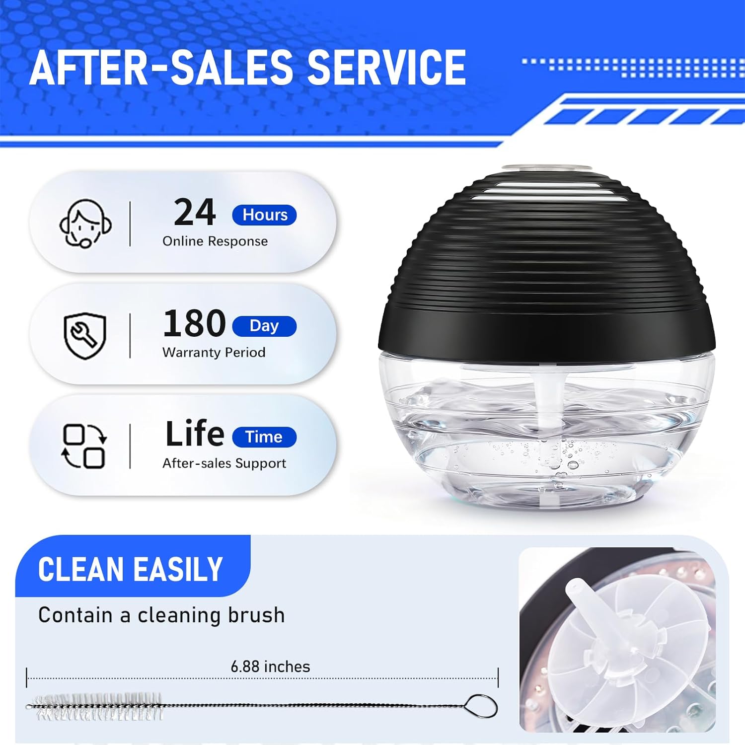 Water-Based Purifier Air Washer, Air Revitalizer & Freshener, Air Fresher with 6 Colorful lights for Rooms (Black)