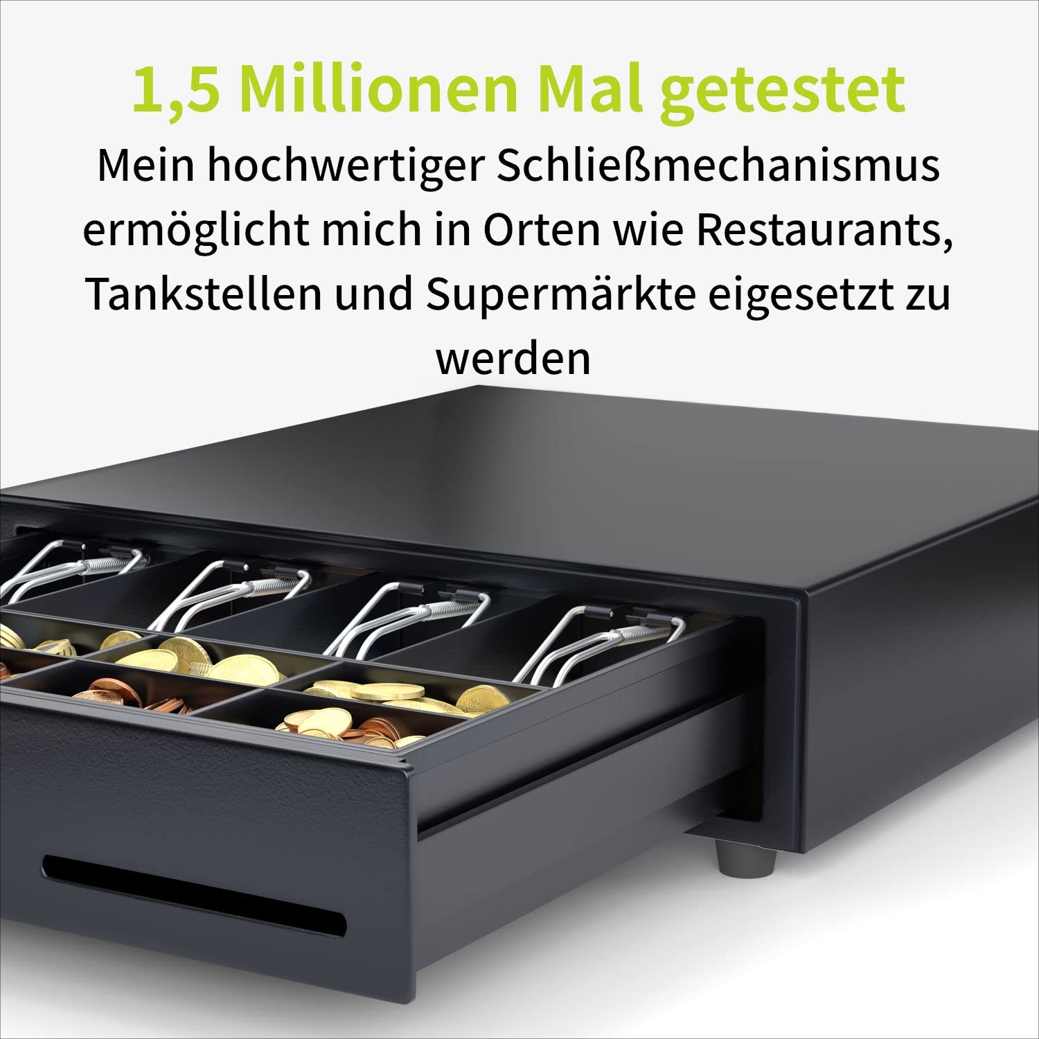ACROPAQ Kassenschublade - Öffnung manuell mit Druckknopf, Kassenlade 33 x 33 cm, Unterbau geeignet - Kasse, Cash Register, Bargeldkasse - Schwarz