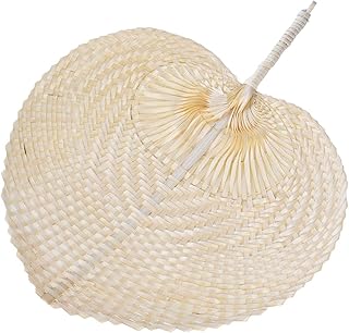 Richolyn Ventaglio Rattan Fatto A Mano Ventaglio Paglia DIY Ventaglio bambù 38x30cm Ventaglio Tessuto Palmare Ventaglio di Paglia, Ventaglio Intrecciato per Estate, Spiaggia, Festa, Matrimonio