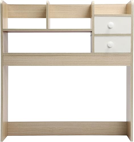 Miniatura 6 de CNCEST Estantería de escritorio, estante de exhibición de MDF natural, estante de almacenamiento para estantes de oficina, organizador de estantería