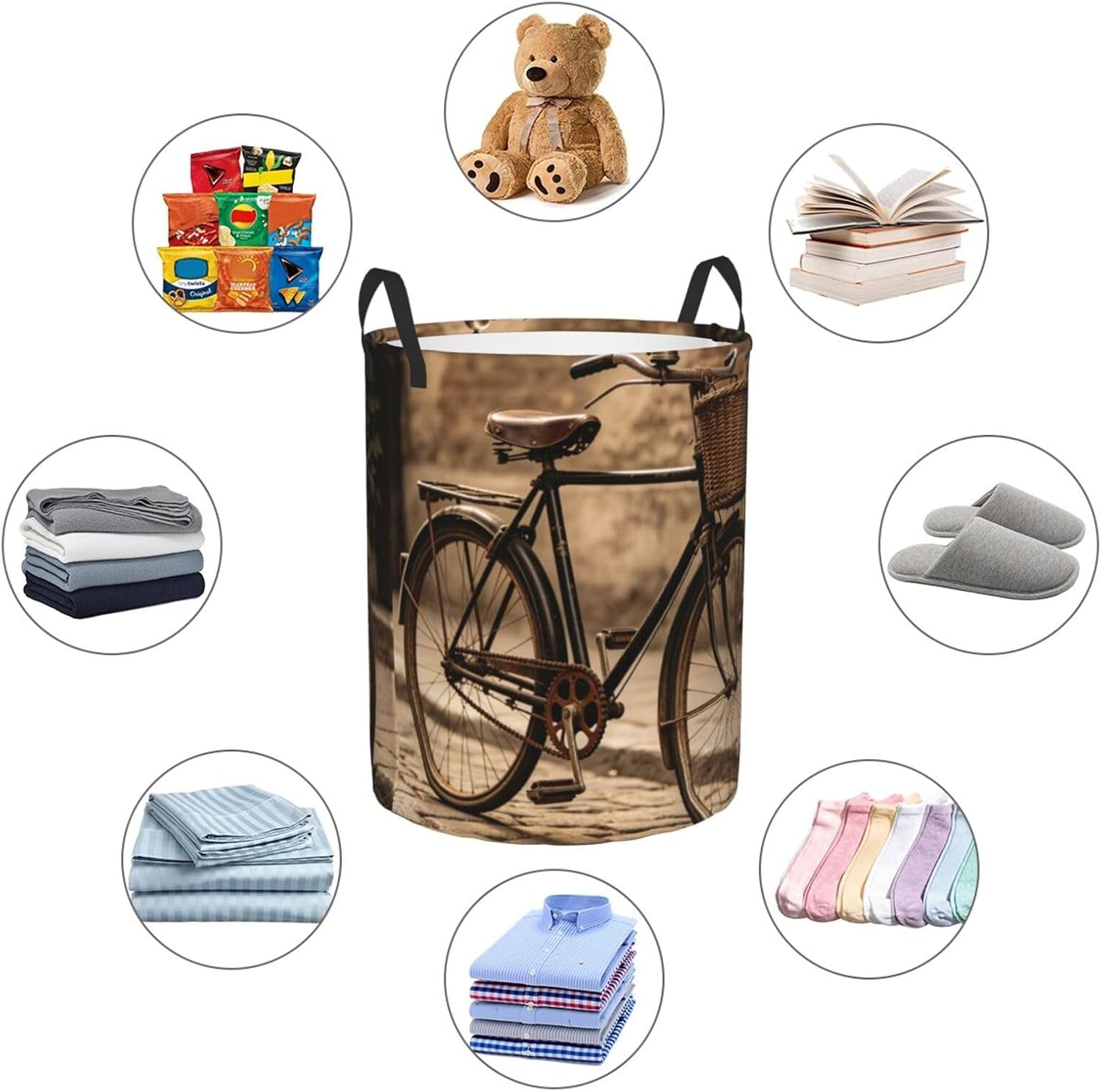 Laundry Hamper Waterproof Storage Bin Organizer with Handles classic Old Bike Laundry Basket Collapsible Dirty Clothes Hamper Large Clothes Storage Toy Organization for Bathroom Bedroom Small