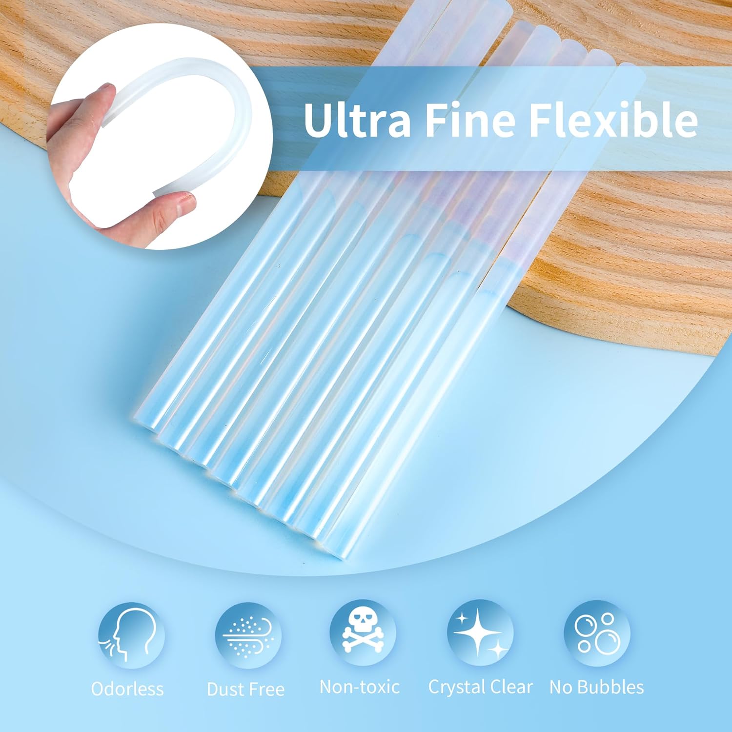 MATUFF Hot Glue Sticks Full Size, 0.43” Dia x 8” Long, 52 Pcs EVA Clear Hot Melt Glue Gun Sticks, Multipurpose Glue Sticks Bulk for Kids Adults Crafting Sealing Repairing Festival Decoration