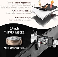 Vista 3 de CAHAYA Funda para Guitarra Acústica con Acolchado Grueso Impermeable Correa de Hombro Doble Ajustable Estuche de Guitarra Bolsa de Concierto 40 41