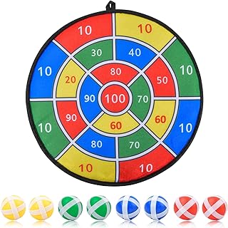 Doryum Dart Board Game Set, 36cm/14.1inch Safe Dart Board for Kids with 8 Sticky Balls, Kids Safe Fabric Dart Board Game Set, Indoor Outdoor Garden Dart Board Game Gift for Boys Girls