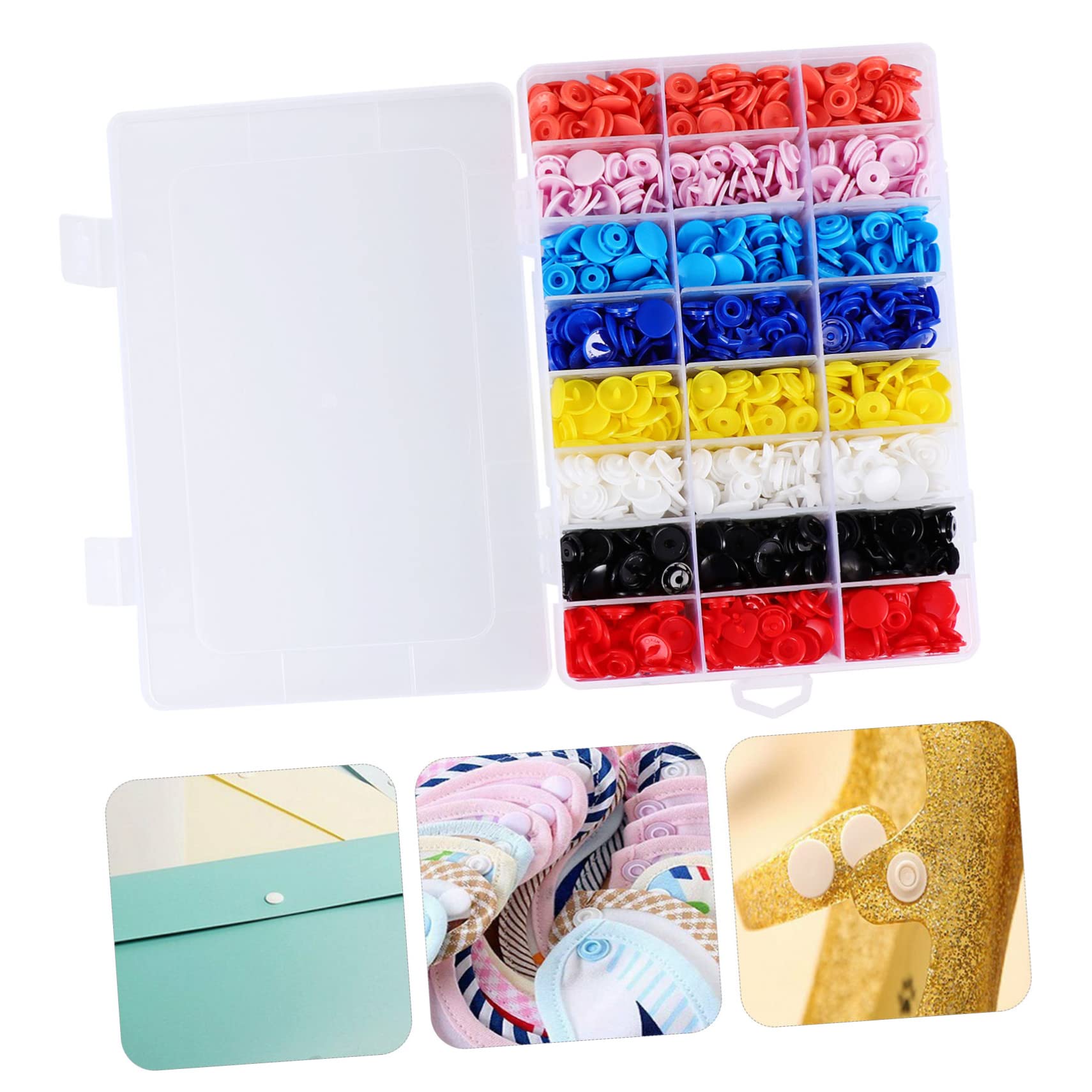 NUOBESTY Set Completo da 360 Bottoni Automatici in Plastica Colorati a Cinque Punte, Chiusure a Scatto per Cucito e Artigianato, per Camicie, Jeans, Giacche e Borse, Kit Professionale