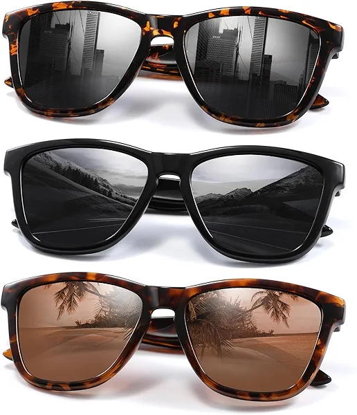 kunchu Polarized Sunglasses Womens Trendy Classic Retro Womens Sunglasses Men Driving Sun Glasses UV Protection
