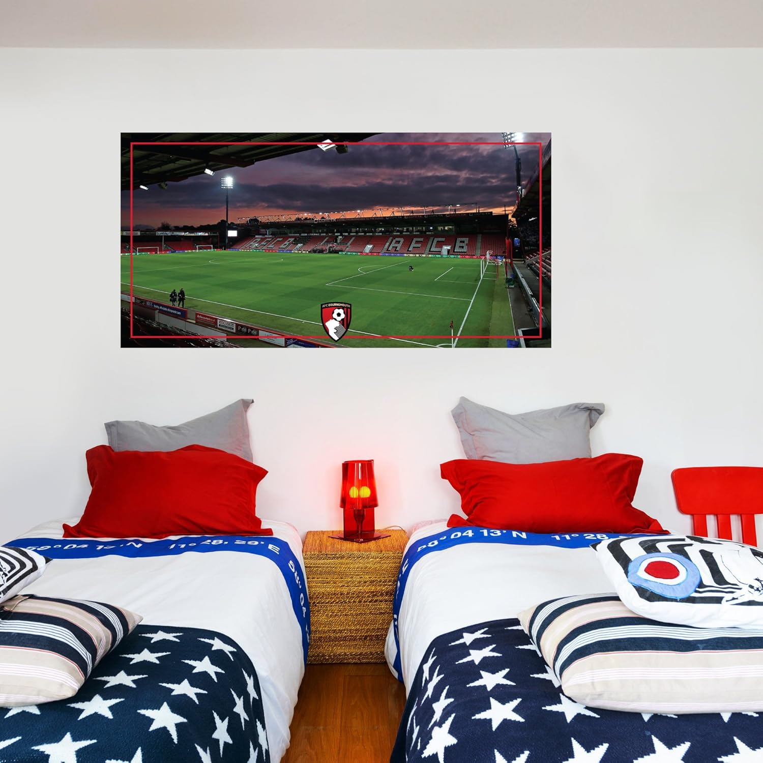 Beautiful Game AFC Bournemouth Wall Sticker Dean Court Vitality Stadium Mural Art (180cm x 90cm)