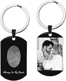 Dreambell Personalized Engraved Custom Oval Fingerprint Footprint Photo Picture Text Dog Tag Pendant Keychain Jewelry Memorial Gifts F/Son Daughter Dad Mom Family Christmas Birthday Gift Keepsake