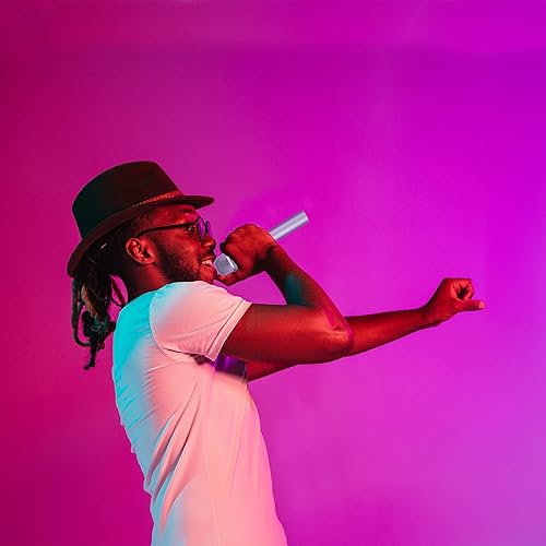 Miniatura 12 de Core Innovations Micrófono de karaoke inalámbrico Bluetooth con altavoces integrados + grabación HD, micrófono portátil de mano  Lila