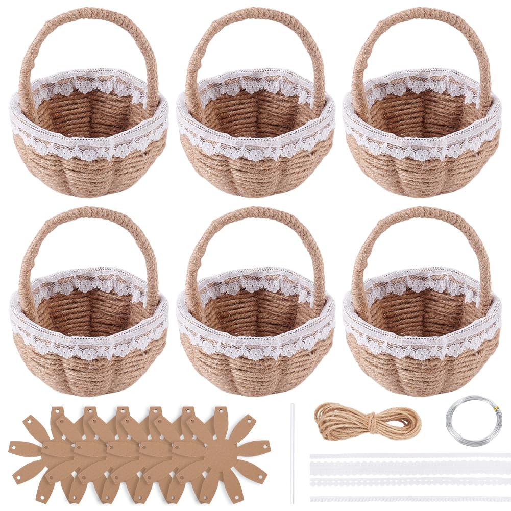 FREEBLOSS - Kit de 6 cestas tejidas para principiantes, caja de almacenamiento multifuncional tejida a mano para decoración de Pascua