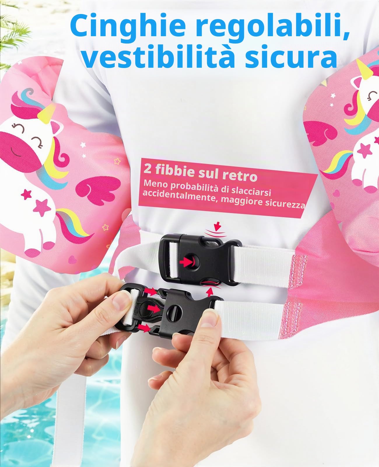 HeySplash Braccioli Gonfiabili, Canottiera per Piscina, Braccioli da Nuoto, Galleggiante per Nuoto Accessori per Bambini con Motivo Cartone Animato, Unicorno Rosa