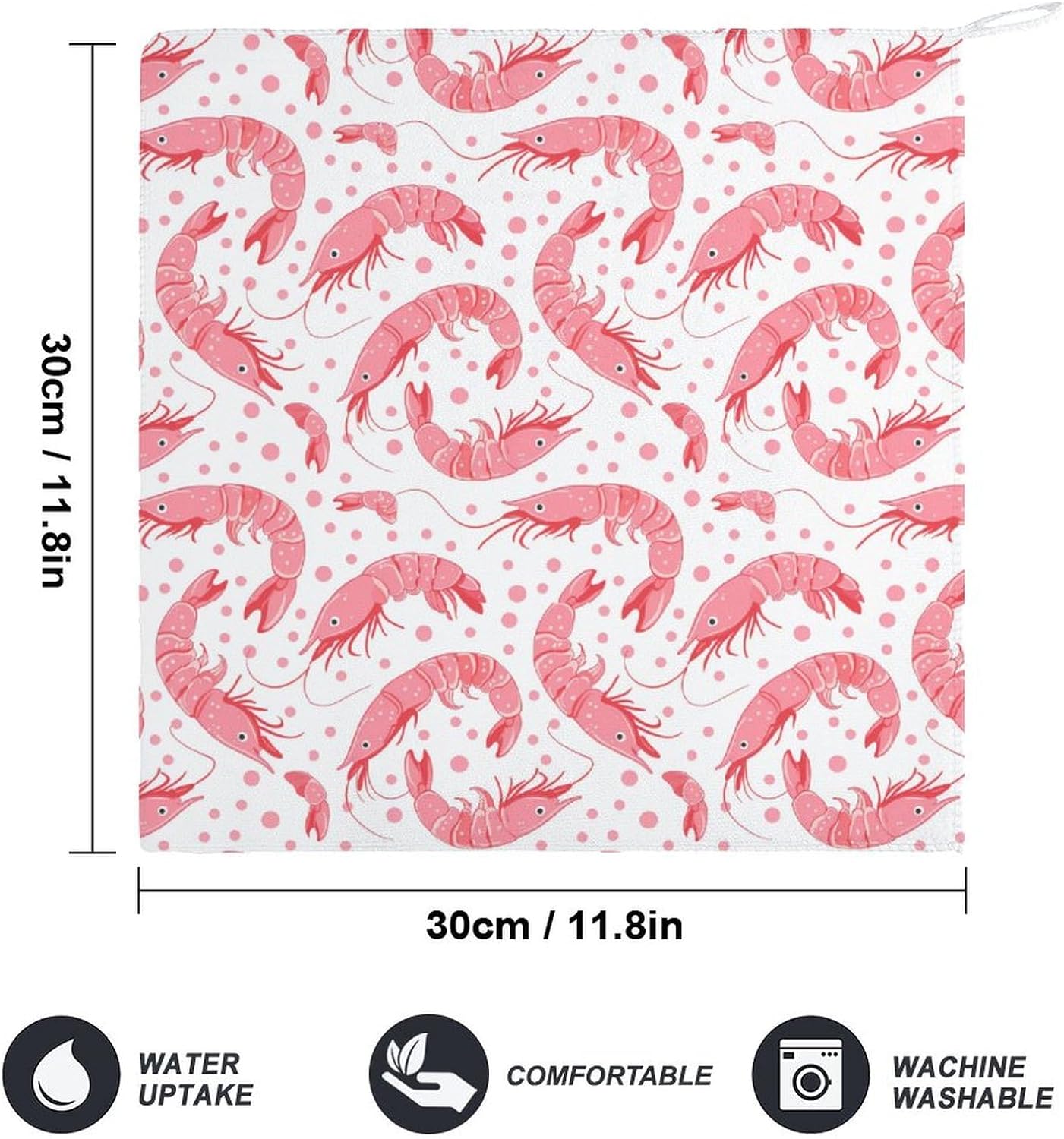 Lobster Hand Towels for Bathroom Kitchen Towels Small Towel Handkerchiefs with Hanging Loop 4PCS