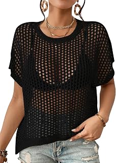 Crochet Cover Ups for Swimwear Women Hollow Out Knit Bikini Beach Swimsuit Cover Up Summer Crochet Top