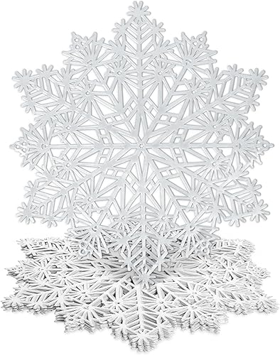 Miniatura 14 de Mosayt Juego de 6 manteles individuales redondos de nieve de vinilo dorado metálico, lavables, fáciles de limpiar, antideslizantes, resistentes al