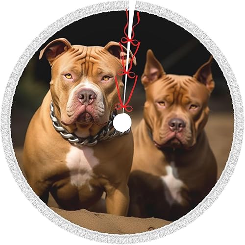 Miniatura 2 de Falda de árbol de Navidad con borla de 30 pulgadas para perros Pitbull para árbol de Navidad, falda de árbol de Navidad para fiesta de Navidad,