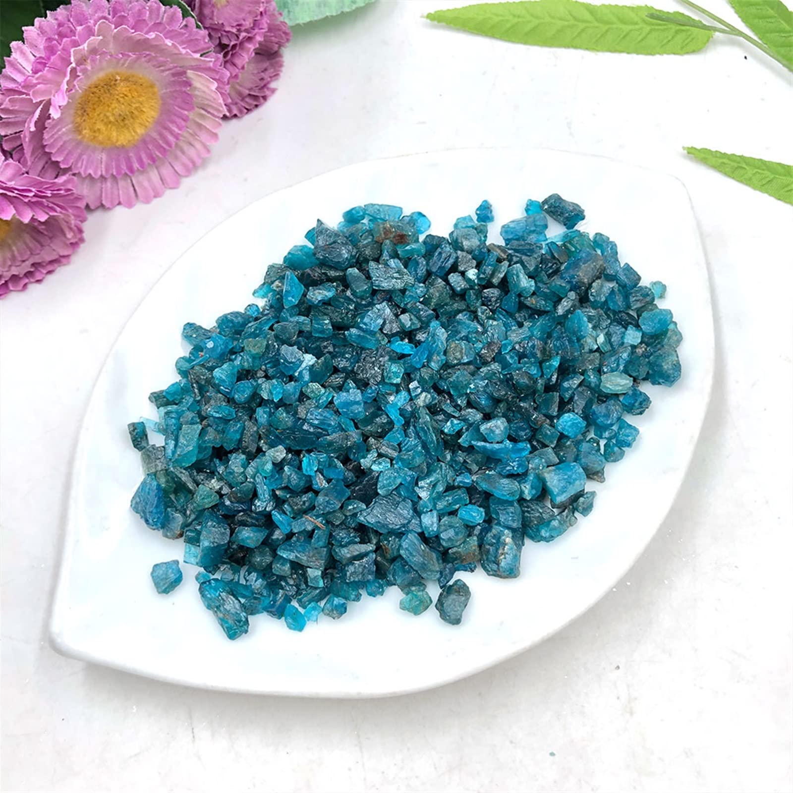 50 g/Paquete Lote Natural Azul apatita Cristal Piedra Chip Grava decoración de la habitación del hogar DIY Acuario pecera jardín QINTINYIN