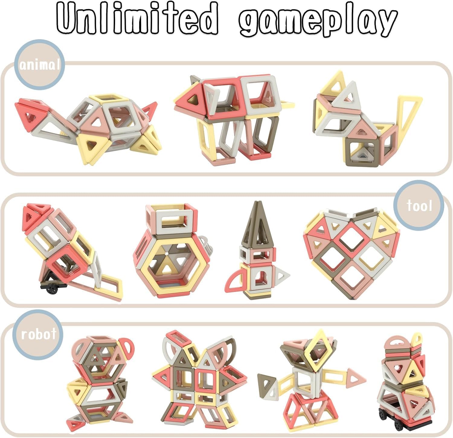 ASOK 149 Piece Magnetic Blocks Building Tiles Educational Construction Toy Set STEM Playset for 3 4 5 6 7 Years Old Boys Girls Gifts - Image 5