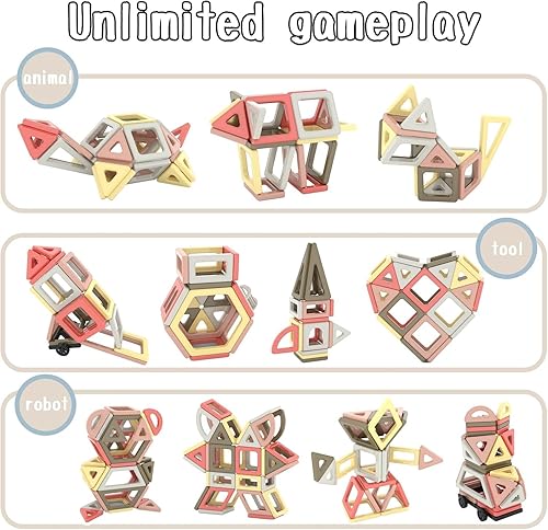 Miniatura 5 de ASOK Bloques magnéticos de 149 piezas de azulejos de construcción educativos, juego STEM para niños y niñas de 3, 4, 5, 6, 7 años