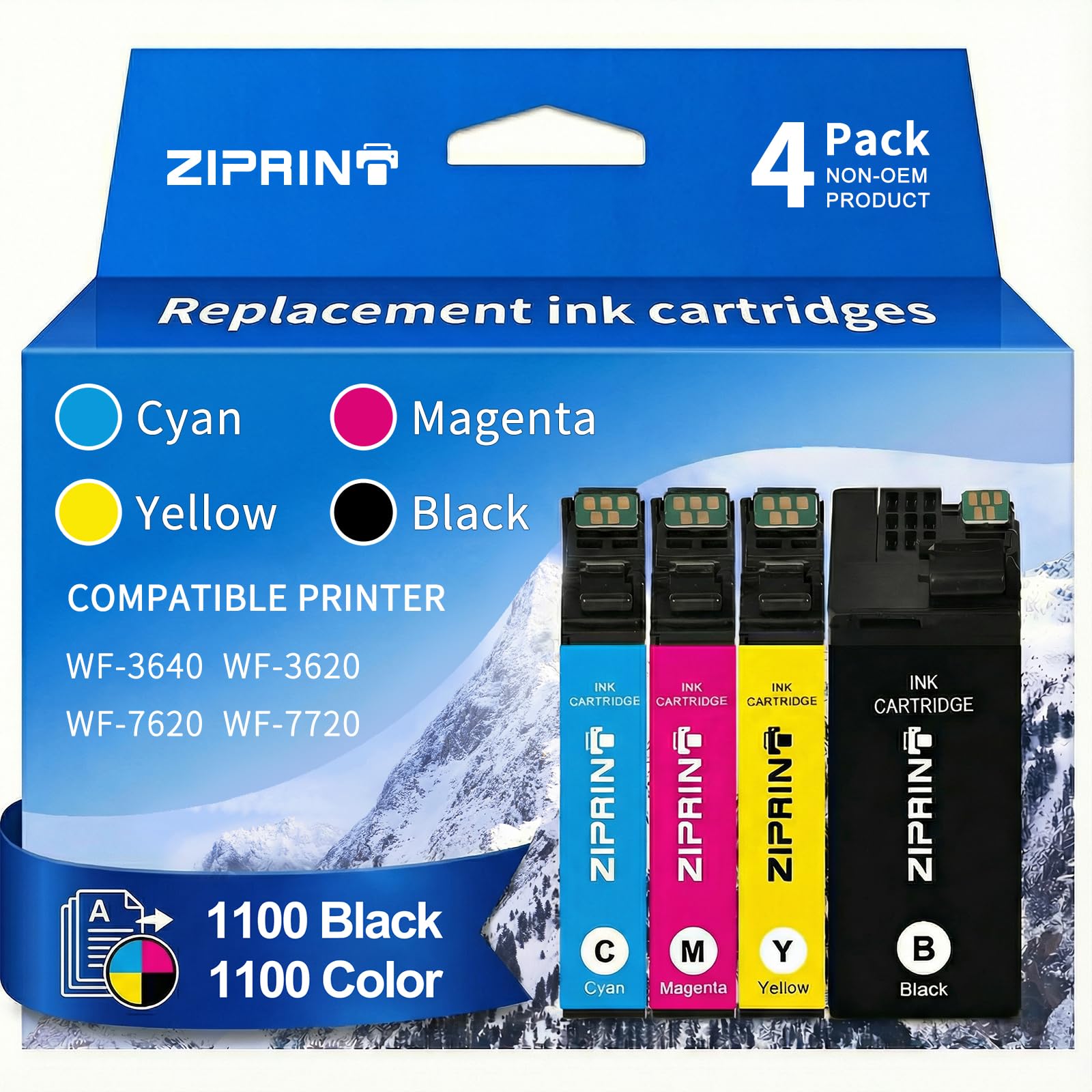 252XL Ink Cartridges Combo Pack Remanufactured Replacement for Epson 252 Ink Cartridges for WorkForce WF-3620 WF-3640 WF-7110 WF-7610 WF-7620 WF-7710 WF-7720, 4-Pack, Black Cyan Magenta Yellow