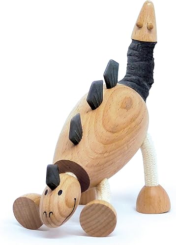 Miniatura 9 de Juguete de dinosaurio torosaurio de madera para niños pequeños, divertido y posable para el aprendizaje temprano, madera natural lisa, niños y niñas