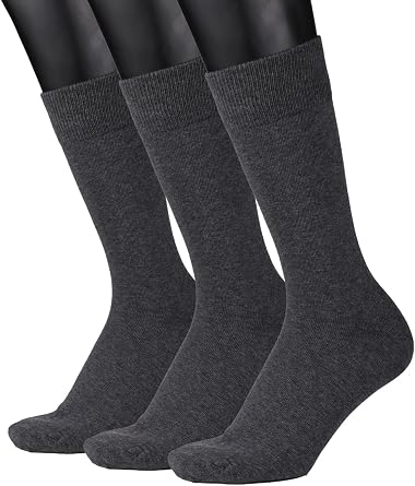 COTTON DAY Mens Premium Soft Combed Cotton Trouser Dress Socks Seamless Toe Black Gray Navy Blue Striped