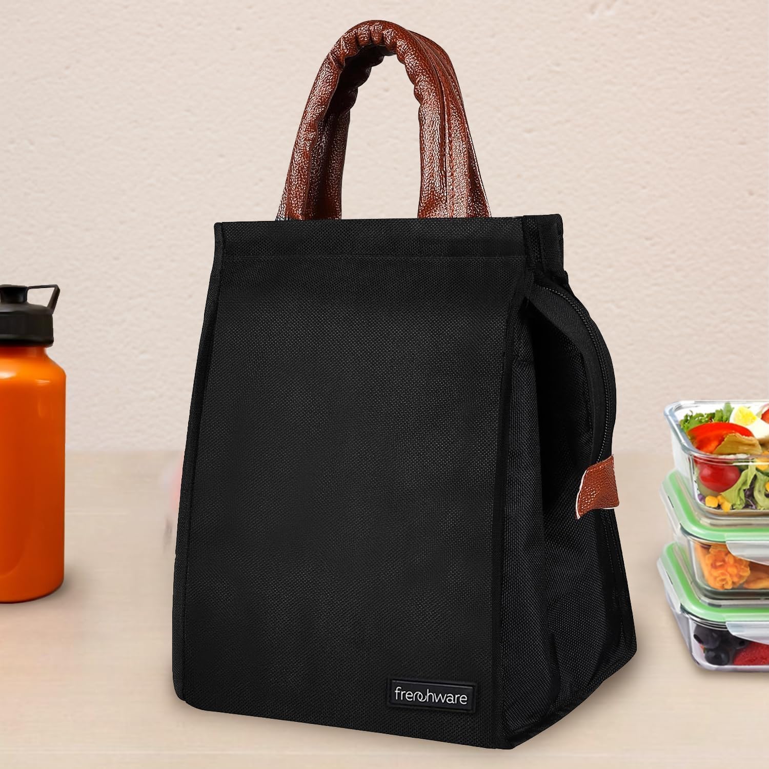 Frenchware Insulated Lunch Bag (8 Litre, Black), Office Tiffin Bags for Men and Women, Hot & Cold Travel Lunch Box for Men, Tiffin Box & Bottles, Lunch Bag for Office, Picnic Bag (Jet Black)-image-32
