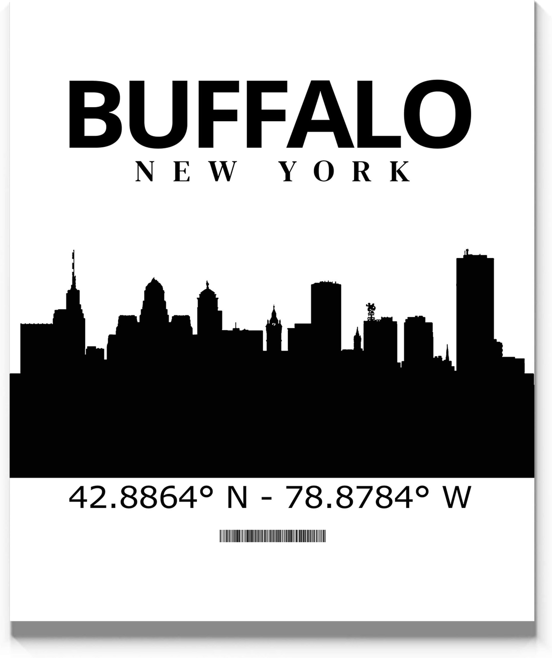 Casi ArtBuffalo New York City Skyline 11"x14” Trendy Black and White Unframed Print Poster Silhouette Minimalist Wall for Home, Office, Living or Dining Room, Ideal for Housewarming or Wedding. Great