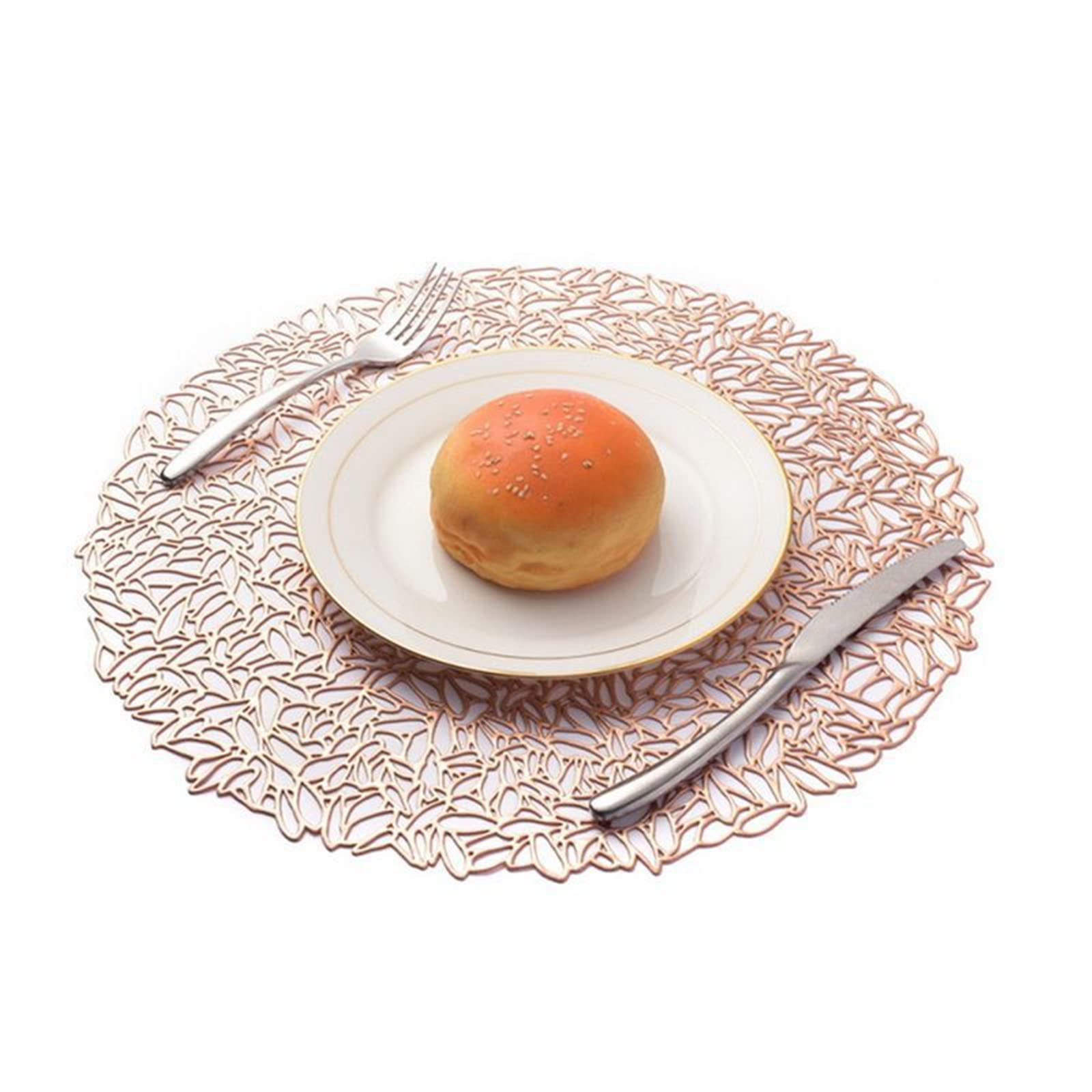Manteles Individuales Huecos de PVC 4/6/8/10 Uds, Tapetes Redondos para Mesa de Comedor Decorados Lavables con Aislamiento térmico para Bodas, Fiestas y Navidad
